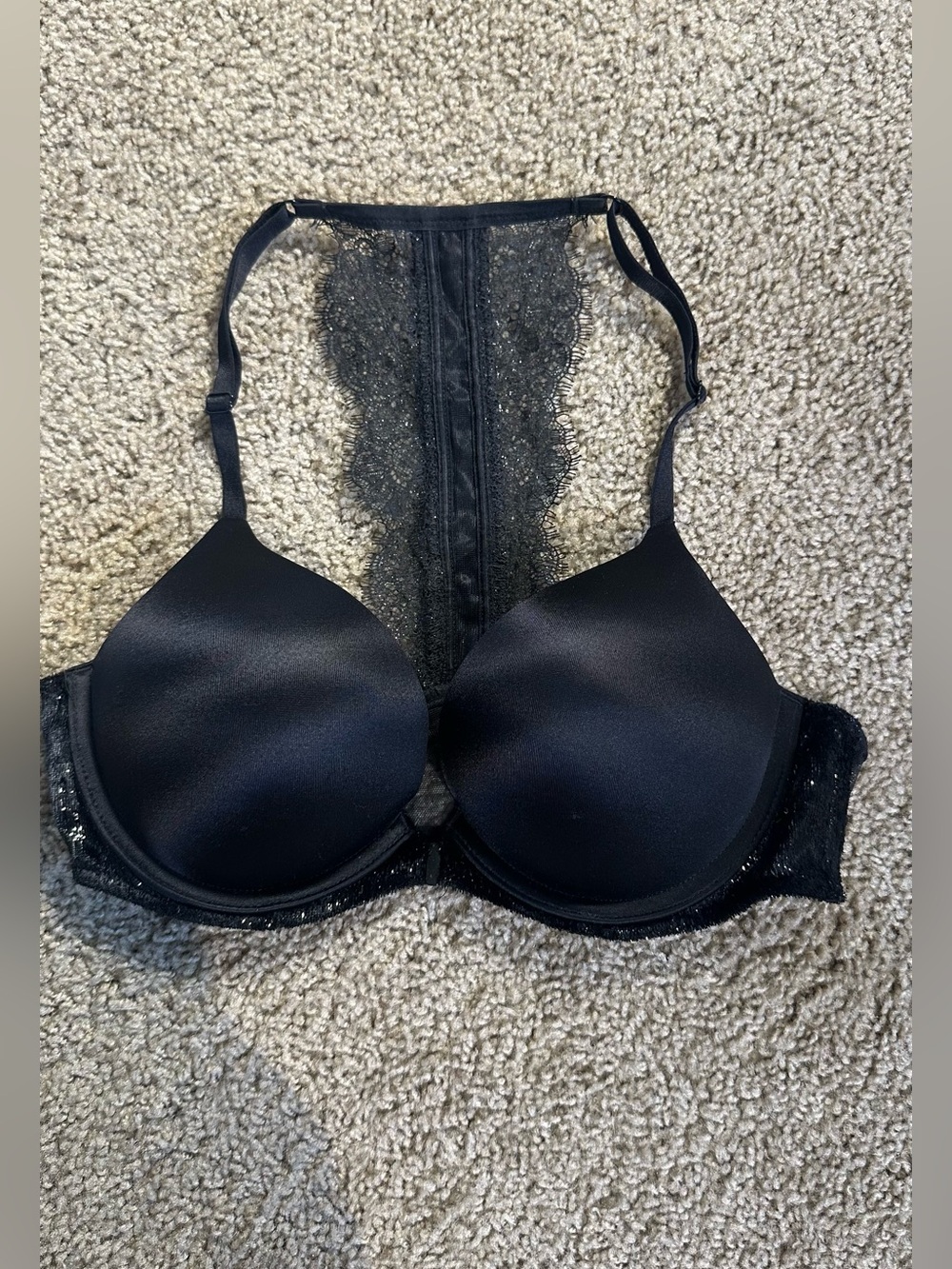 NEW Victoria's Secret BOMBSHELL Black Lace/Velvet Racerback Front Closure Bra